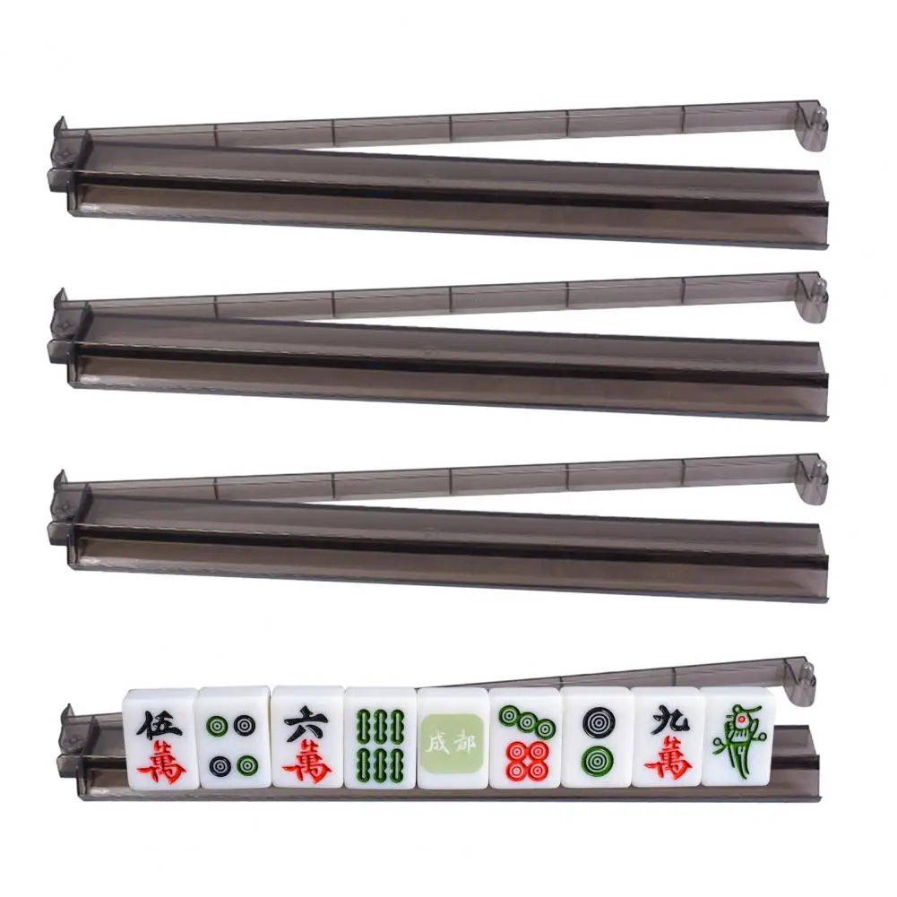 Mahjong Rack Set Colorful Mahjong Rulers Portable Multifunctional Rack Pushers Acrylic Tile Holders for American Mah