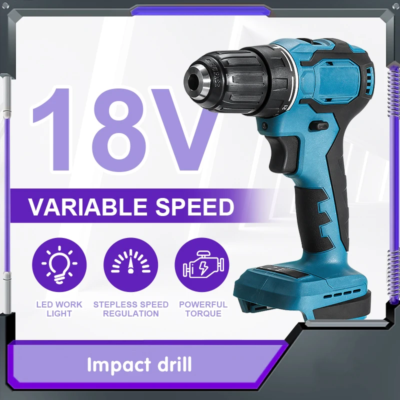 

Electric Brushless Impact Wrench Hand Drill, 3 in 1 Cordless Screwdriver DIY Tool Rechargable for Makita Battery, Hot, 18V, 90Nm