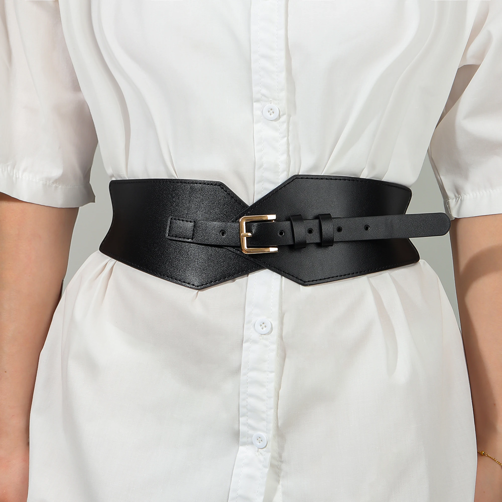 Der neue Stil der unregelmäßigen Taille Wrap Frauen Mode alle dekorativen Kleid Taille mit Anzug Mantel engen breiten Gürtel – Detail 16