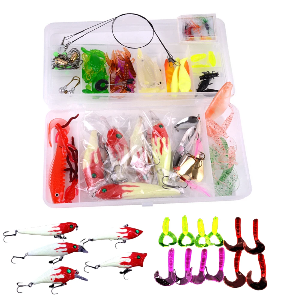 Carbon Steel Fishing Lures Kit Reusable Topwater Bait Rigs Rust Proof Baits Tackle Suit for Outdoor Fishing Accessories Tool