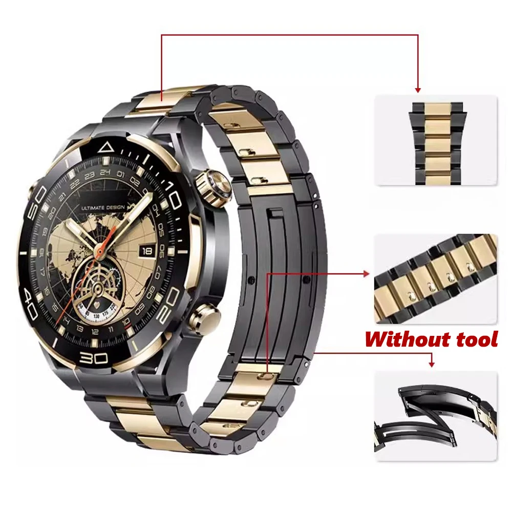 22mm Titanium Link Bracelet for Huawei Watch GT 4 46mm 3 pro Ultimate Correa Strap for Samsung galaxy 3 45mm Gear S3 Luxury Band