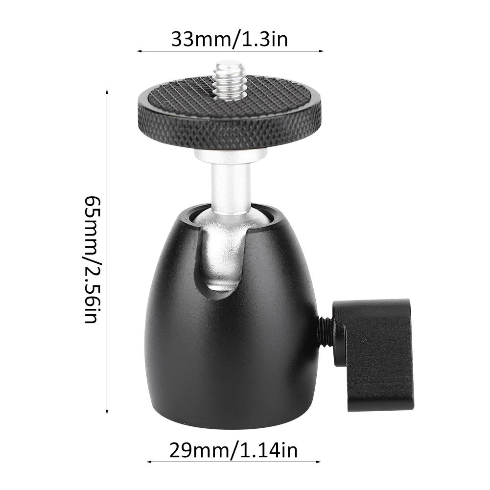 1/4in Mini Ball Head Aluminium Alloy Metal Camera Mount Bracket Holder for SLR Camera Tripod Monopod Lamp Holder tripod ball head cold shoe ball head