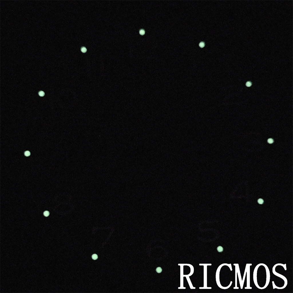 Black Watch Dial with Green Luminous for Mechanical Movement Watches, 37mm