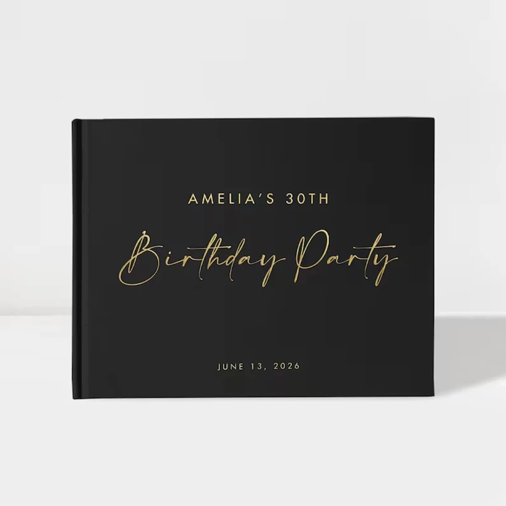 Chic Personalized Wedding Guest Book Customizable Vintage Unique Personalized Birthday Baptism Marriage Party Rustic Original