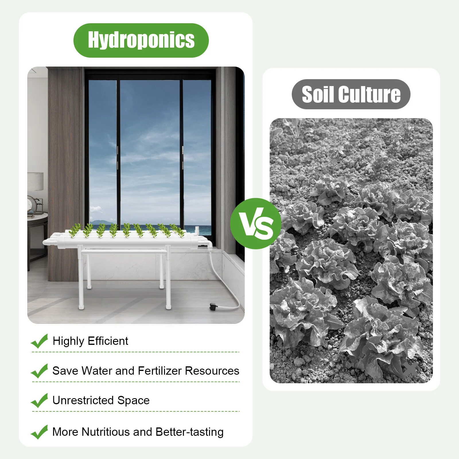 Hydroponic Grow Kit 36/54 Pflanzenspiele, Hydroponic Growing System, Soilless Nft System Pvc-u Vertikaler Gemüsepflanzer – Detail 6