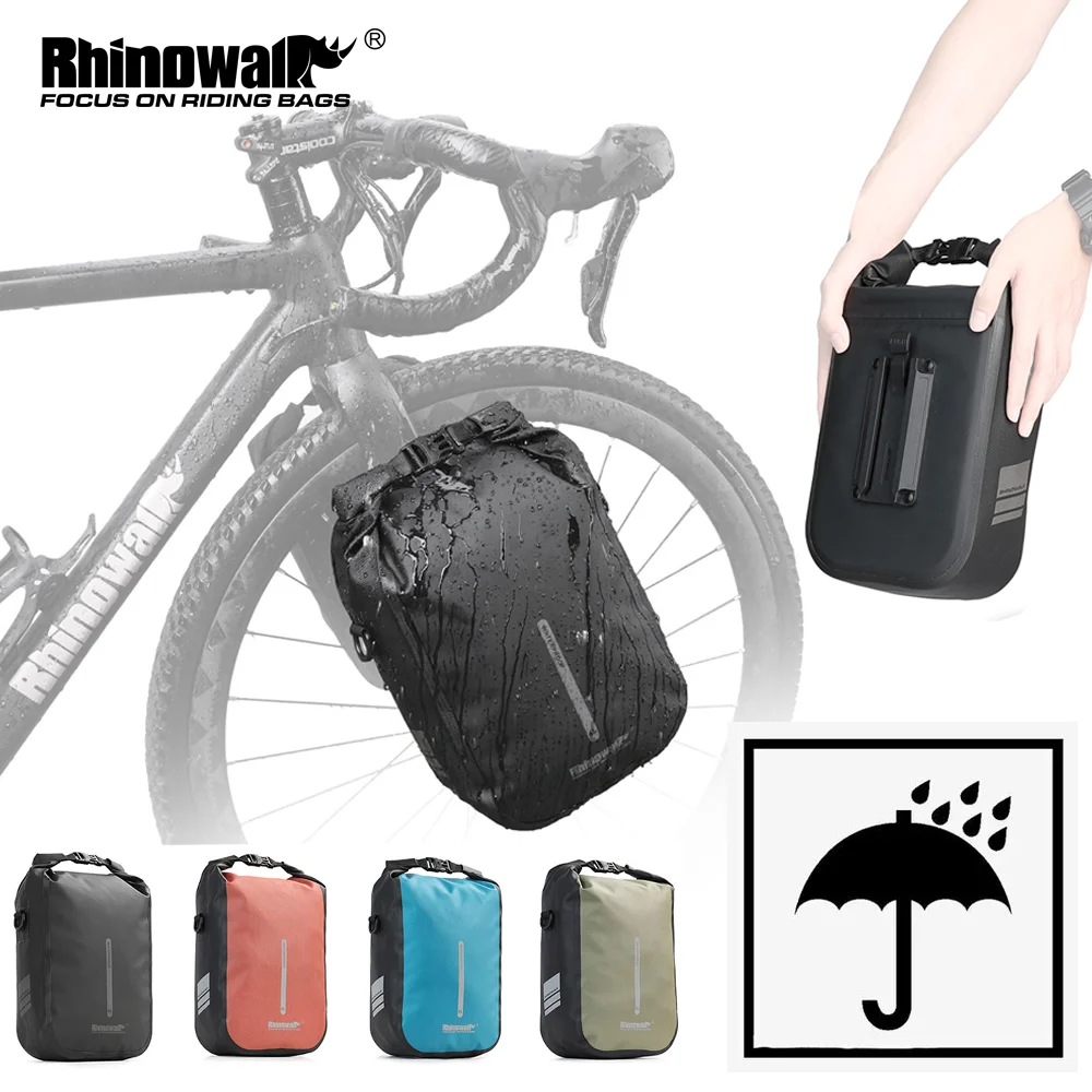 

Сумка для велосипеда Rhinowalk, быстросъемная сумка для вилки спереди, 4 Л/6 л, водонепроницаемая сумка для хранения инструментов для горного велосипеда и дороги, для скутера