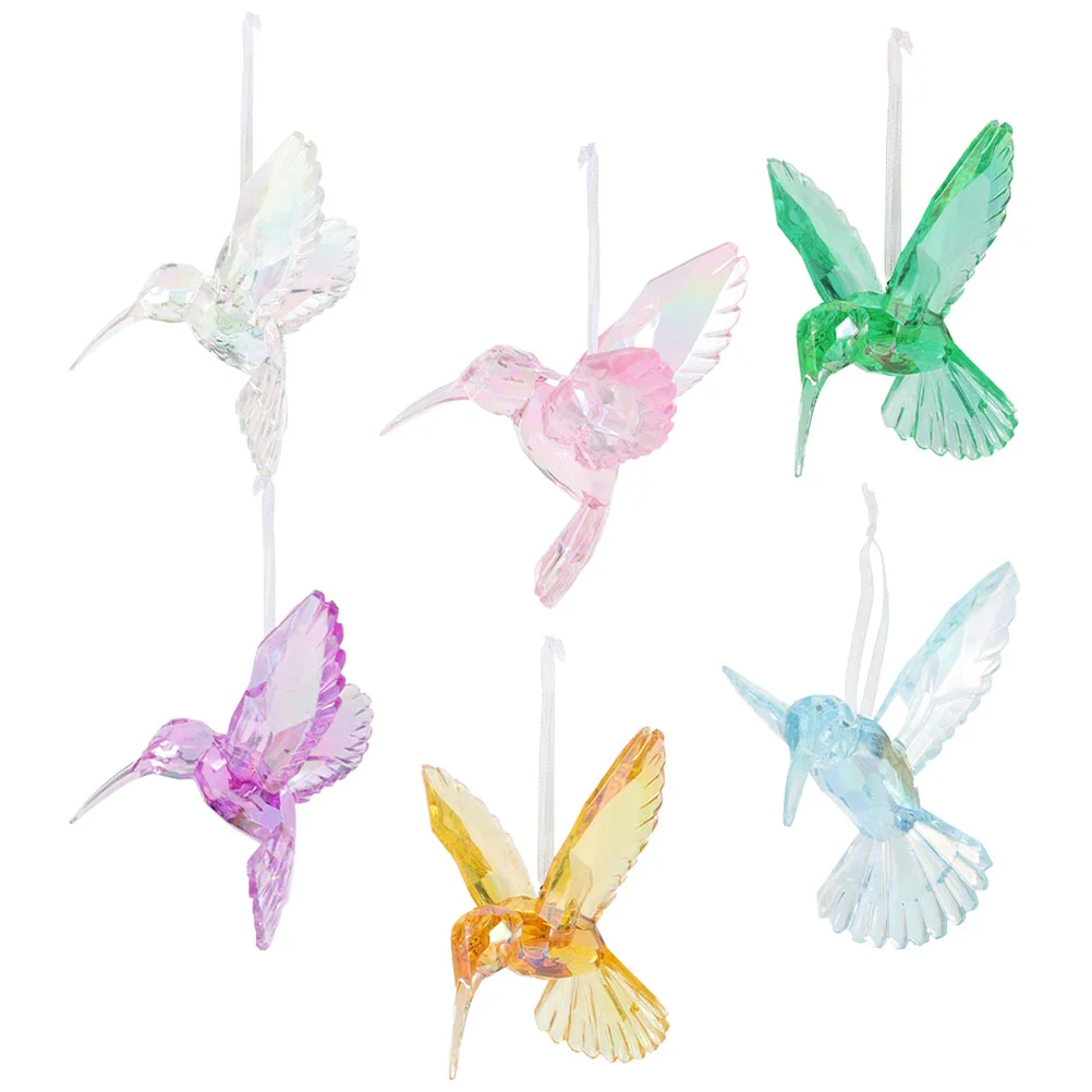 3pcs Hanging Hummingbirds nament Acrylic Birds Decoration Crystal Bird Pendant Home Decor Ceiling Party Decorations 6