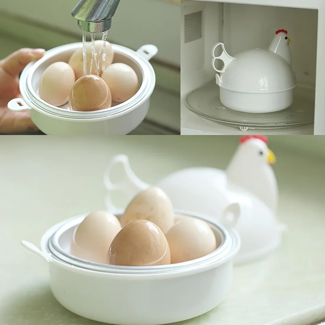 Practical Lovely Chicken Shaped Eggs Boiler Steamer 4 Eggs 1Egg Microwave Eggs Cooker Cooking Tool Kitchen Accessories Gadgets