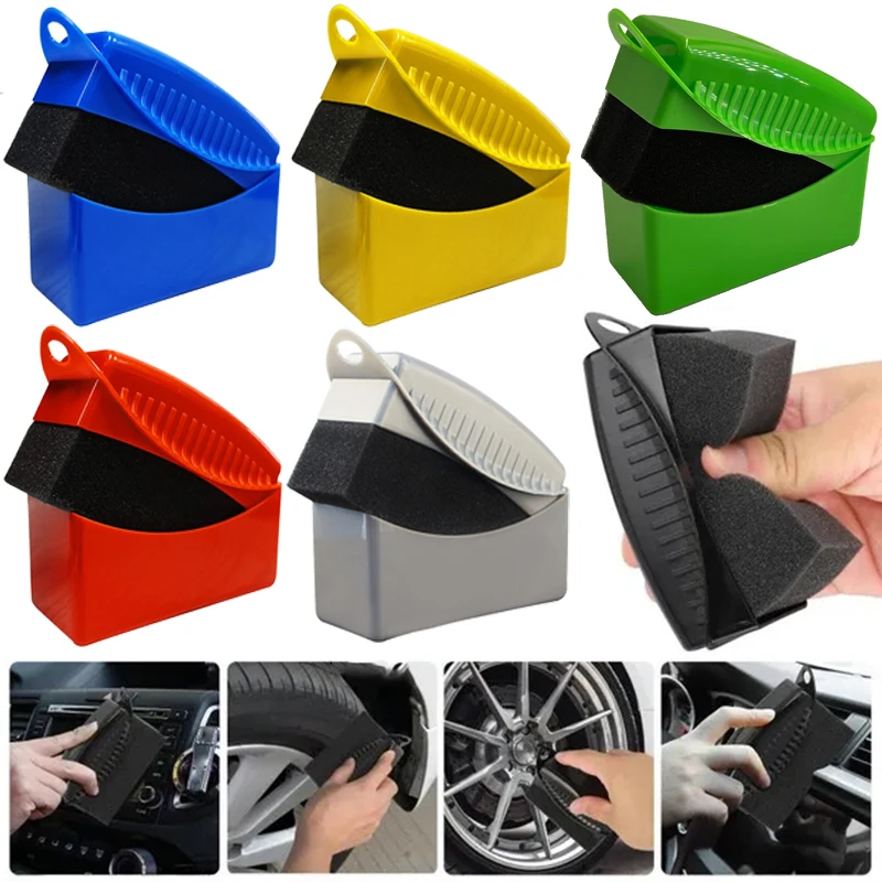 Cleaning Sponge 2/1Pcs Car Wheel Polish Waxing Sponge ABS Cover Water Suction Sponge Pad Wax Polishing Tyre Brushes Car Detailing Accessories