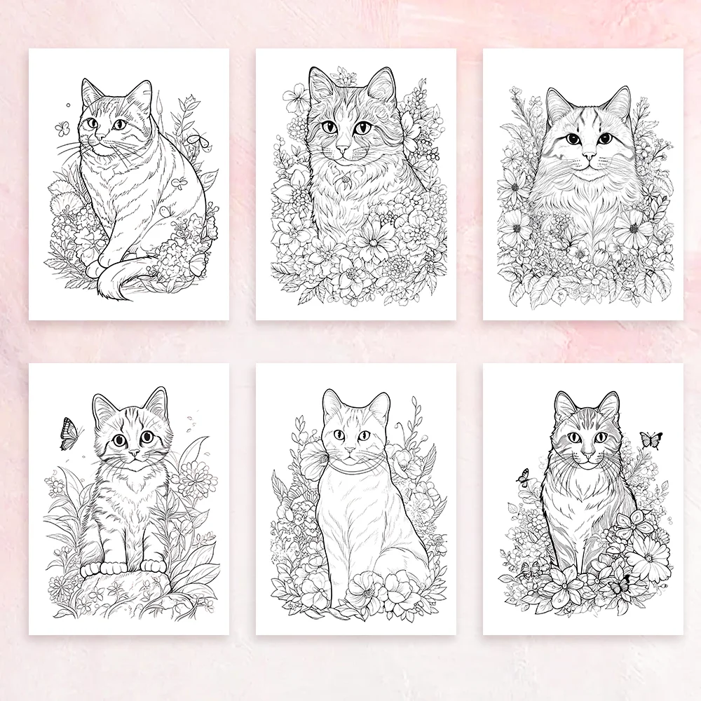 1pc, Cat Coloring Book, Teenagers Coloring Book, 30 Different Patterns, 100gsm Thick Paper, Stress Relief, Birthday Gift 6