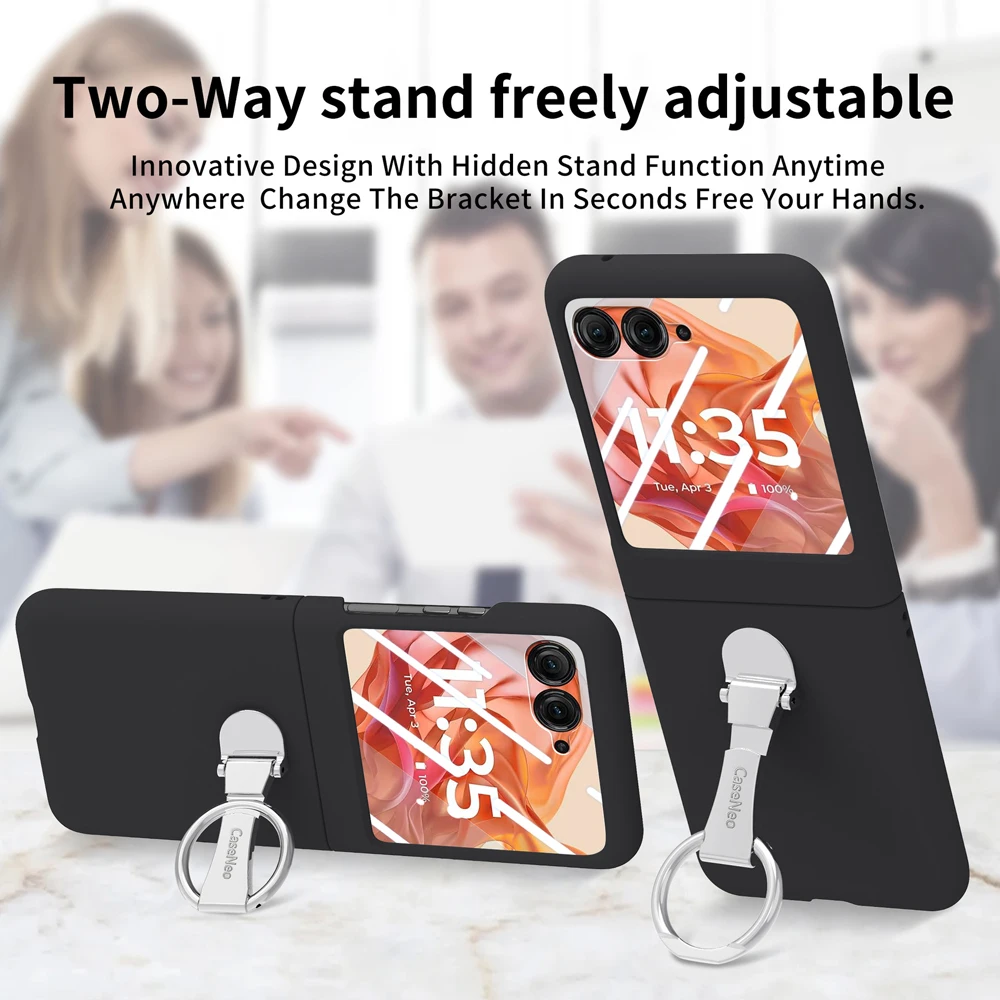 Candy Color Phone Case with Glass Film and Metal Rotatable Bracket Cover