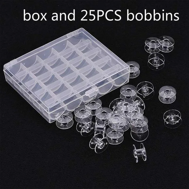 25Pcs Clear Sewing Machine Bobbins Spools Empty Bobbins Spools Plastic Storage Box For Home Sewing Accessories Tools 2518P 