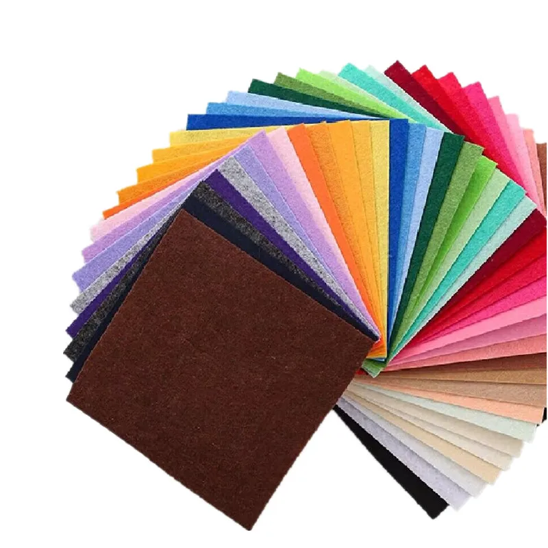 40Pcs High Quality Craft Felt Fabric Sheet 1mm Thick Nonwoven Square 10cm 3.94Inch Multicolor DIY Toy Scrapbook Material For Kid