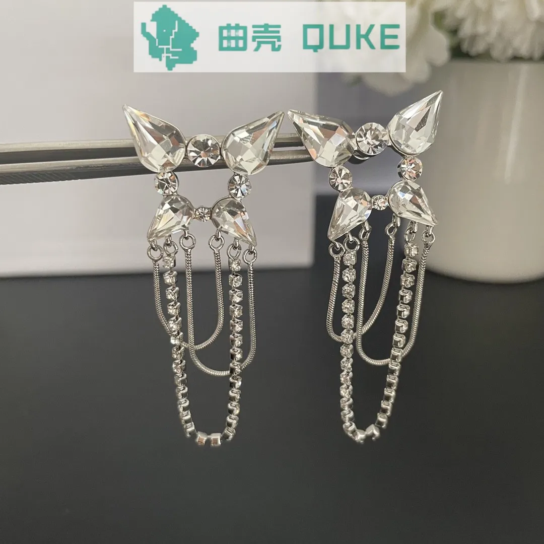 

Star style European and American fashion ribbon bow earrings for women's light luxury and sweet socialite jewelry set