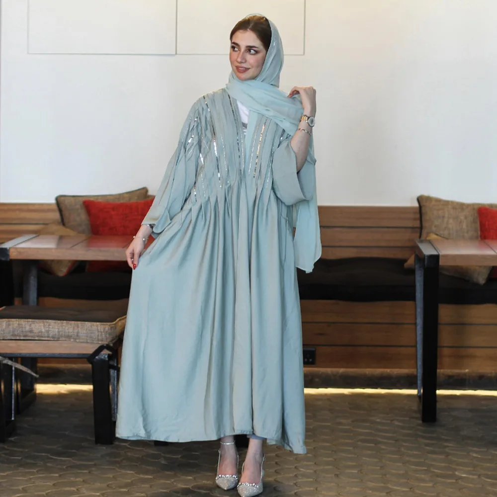 

Марокканское женское платье, мусульманская абайя с блестками Jalabiya Дубай, Женская абайя, мусульманское платье, Летнее Длинное Платье 2024