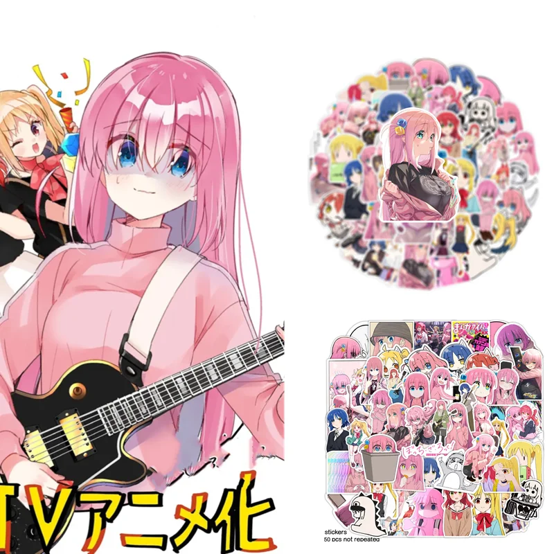 

Anime Bocchi The Rock 50PCS Waterproof Sticker Creative DIY Expression Bag Guitar Graffiti Suitcase Notebook No-Repeat Stickers