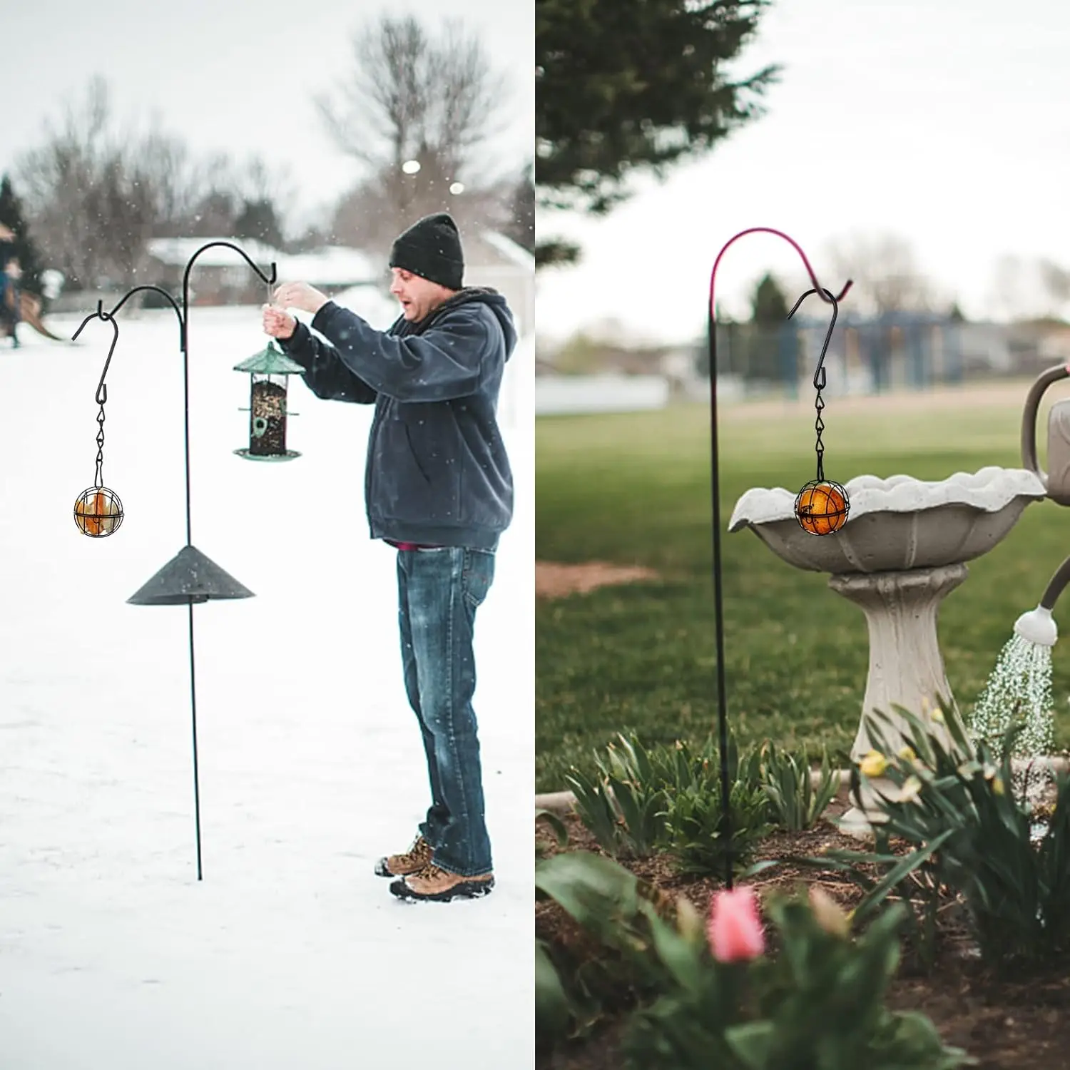 Bird Feeder 4Pcs Metal Suet Ball Set Hanging Chain Squirrel Proof Outdoor Garden