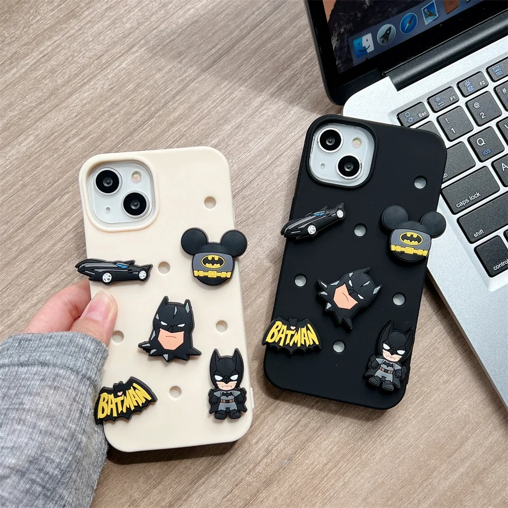 

Marvels Batmans 3D Stereoscopic Phone Cases For iPhone 14 13 12 11 Pro Max Mini XR X XS MAX 8 7 Plus SE 2023 Back Cover