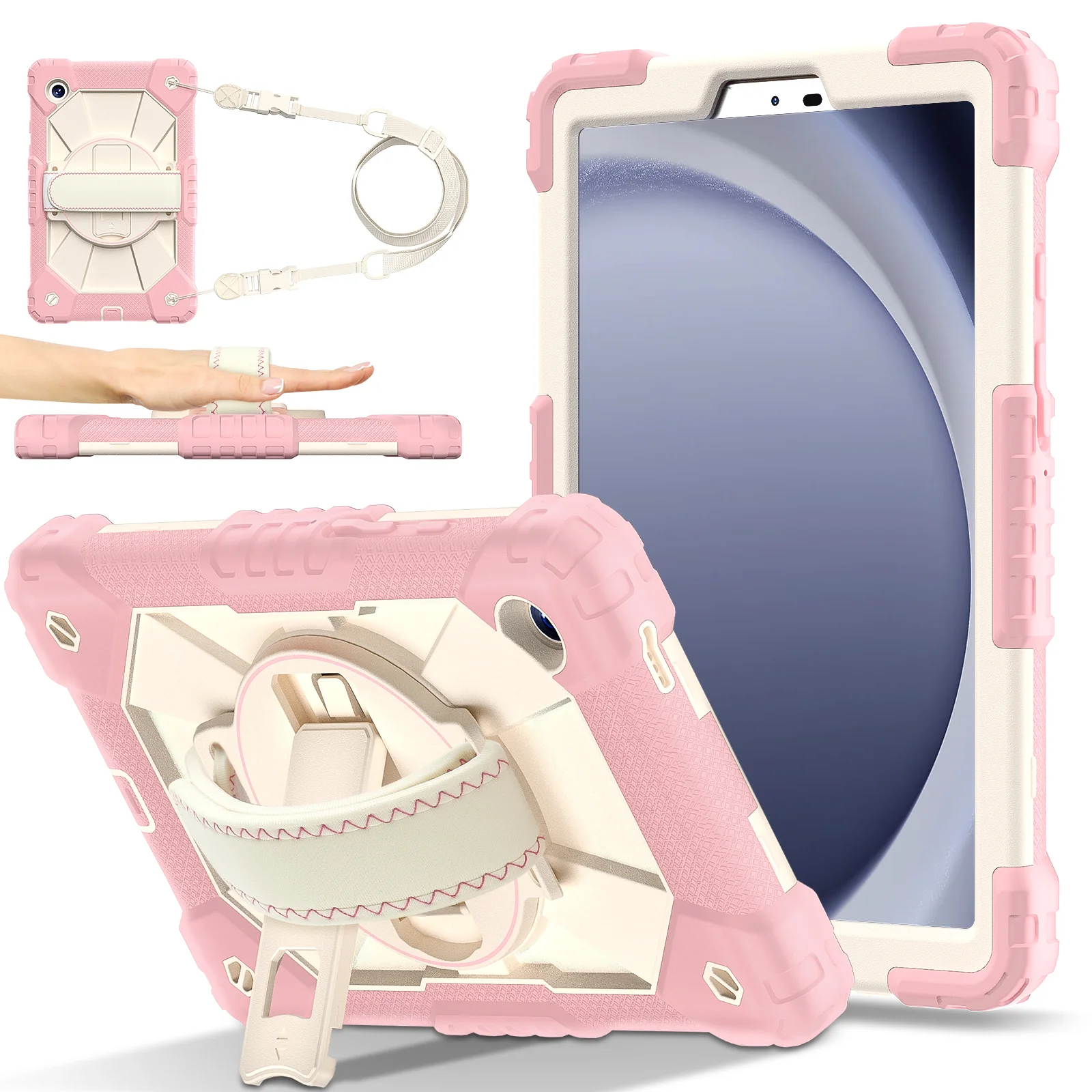 360-Degree Rotating Kids Tablet Case with Shoulder Strap