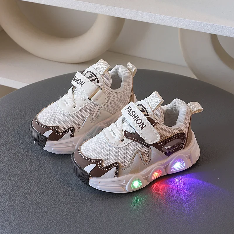 Fashion Girl Shoe 2024Autumn New Light Up Kid Sneakers Breathable Kid Shoes Versatile Boy Tennis Shoes Light Casual Shoes Tenis 4