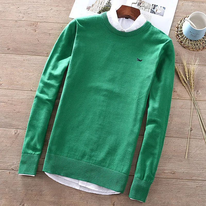 

High Quality Spring Men's O-Neck Sweaters 100%Cotton Fit Knitted Bottoming Shirt Pullovers Casual Sweaters Male Autumn Knitwear