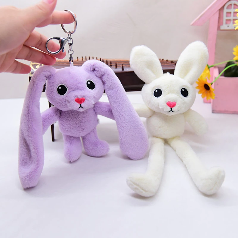 Divertente coniglietto portachiavi regolabile gambe lunghe orecchie coniglio  peluche peluche simpatico animale bambola morbida tirare ciondolo mobile  ragazza regalo per bambini - AliExpress