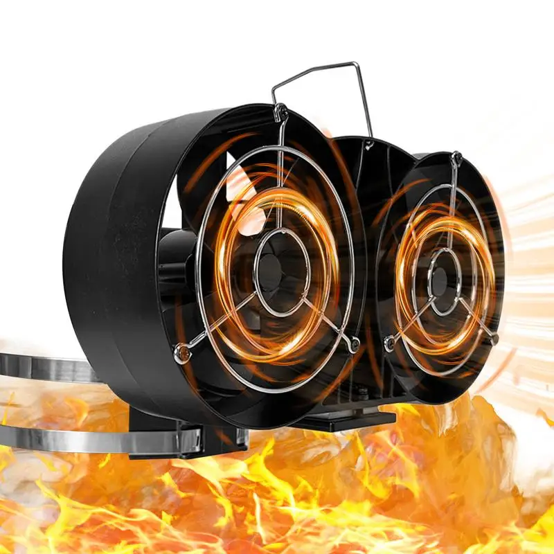 

Heat Powered Wood Stove Fan Dual Head Fireplace Fan Eco-Friendly Heat Powered Wood Stove Fan Wood Burner Wall Mounted Fireplace