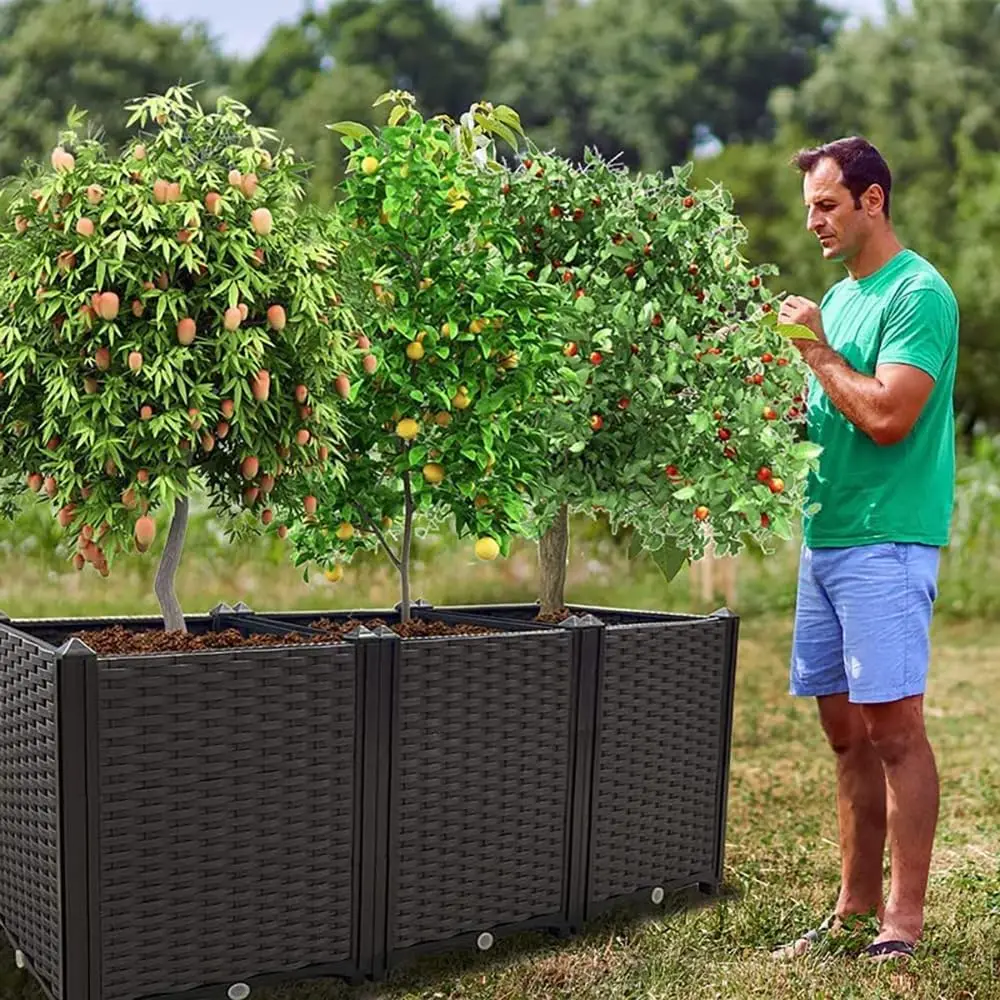 Large Planters for Outdoor Plants Raised Garden Bed Elevated Rectangular Garden Box Kits 5