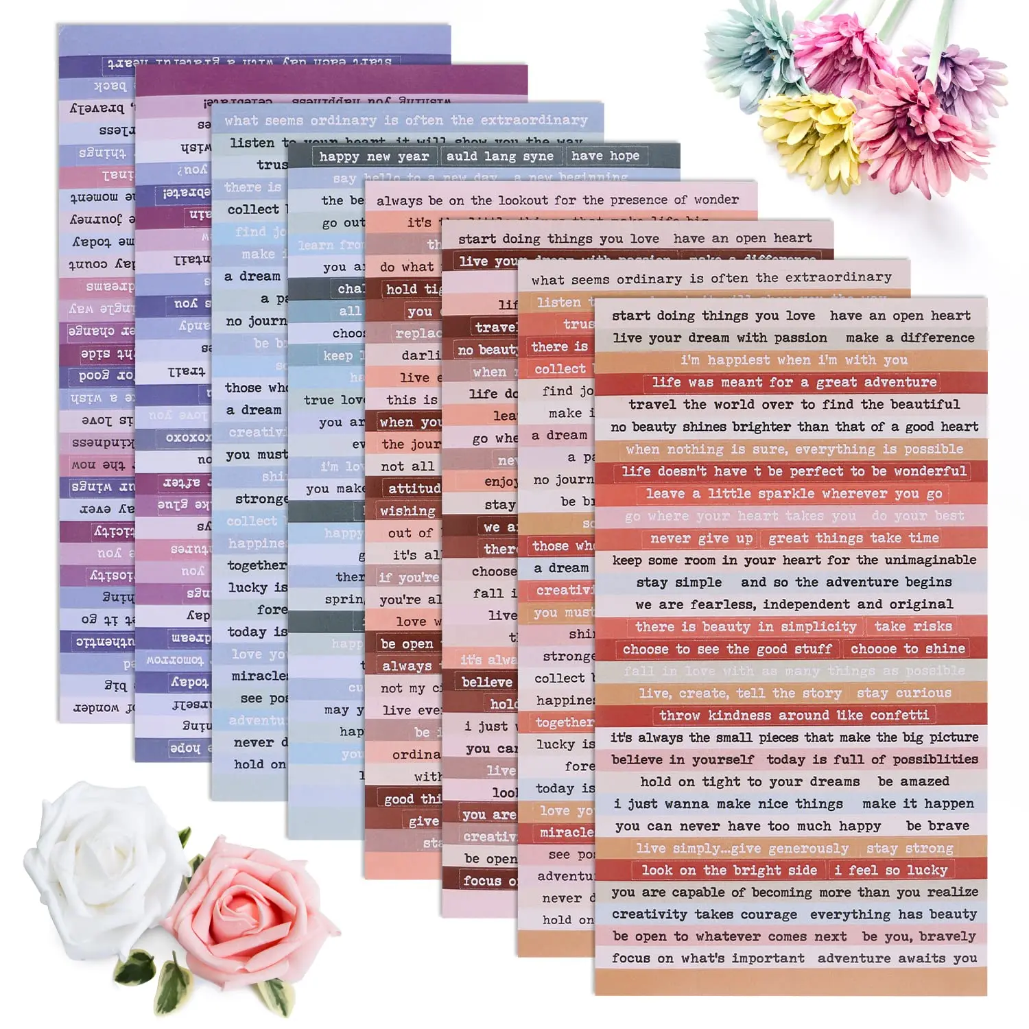 다채로운 스몰 토크 스티커, 일기장 스크랩북용 영감 인용 스티커, DIY 공예용 감성 스티커, 8 장