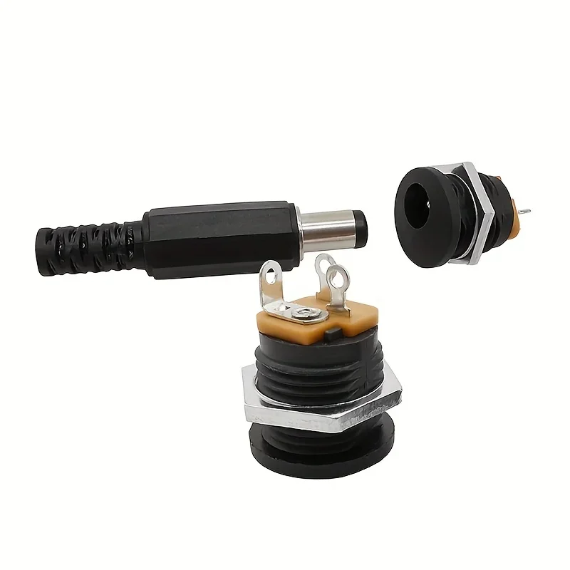 5Pairs 5.5x2.1mm DC Power Supply Male Plug + Female Jack Panel Mount Solder wire connector 5.5 * 2.1mm DC Plug Socket Connector