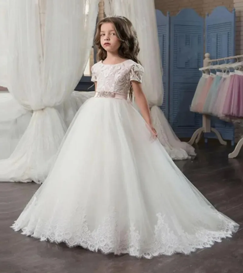 

Ivory White Flower Girls Dress for Wedding Children Princess Party Pageant Gown Kids Dresses for Girls First Communion