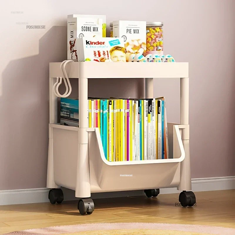 Home Children's Bookcases Rack Cart Toy Storage Reading Shelves children Furniture with Wheels Removable Floor Small Bookshelves