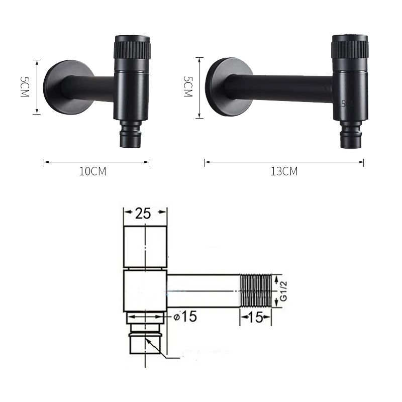 304 Stainless Steel Black Faucets Outdoor Garden Faucet Wall Mounted Bathroom Corner Washing Machine Faucet garden bibcocks bathroom faucet washing machine faucet water tap faucet