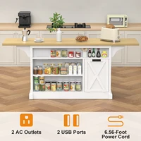 73" Large Kitchen Island, Kitchen Island Cart with Trash Storage Cabinet, Power Outlet, Drop Leaf, Island Table for Kitchen 5