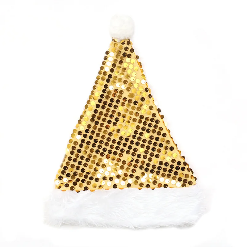 Christmas decorations high-end gold velvet sequins Santa Claus hats party ball hats