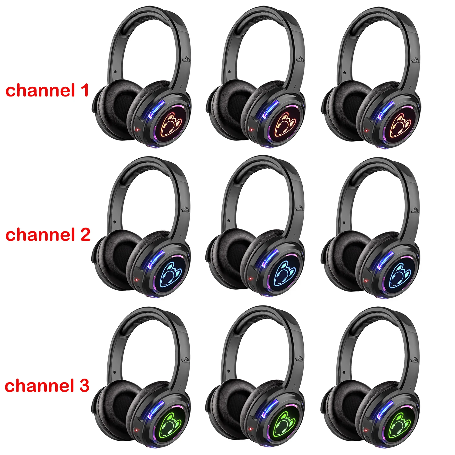 

Fashionable LED Flashing Light Silent Disco Headphone Quiet Party Headset 40 Pcs Bundle with 500M Distance Transmitters