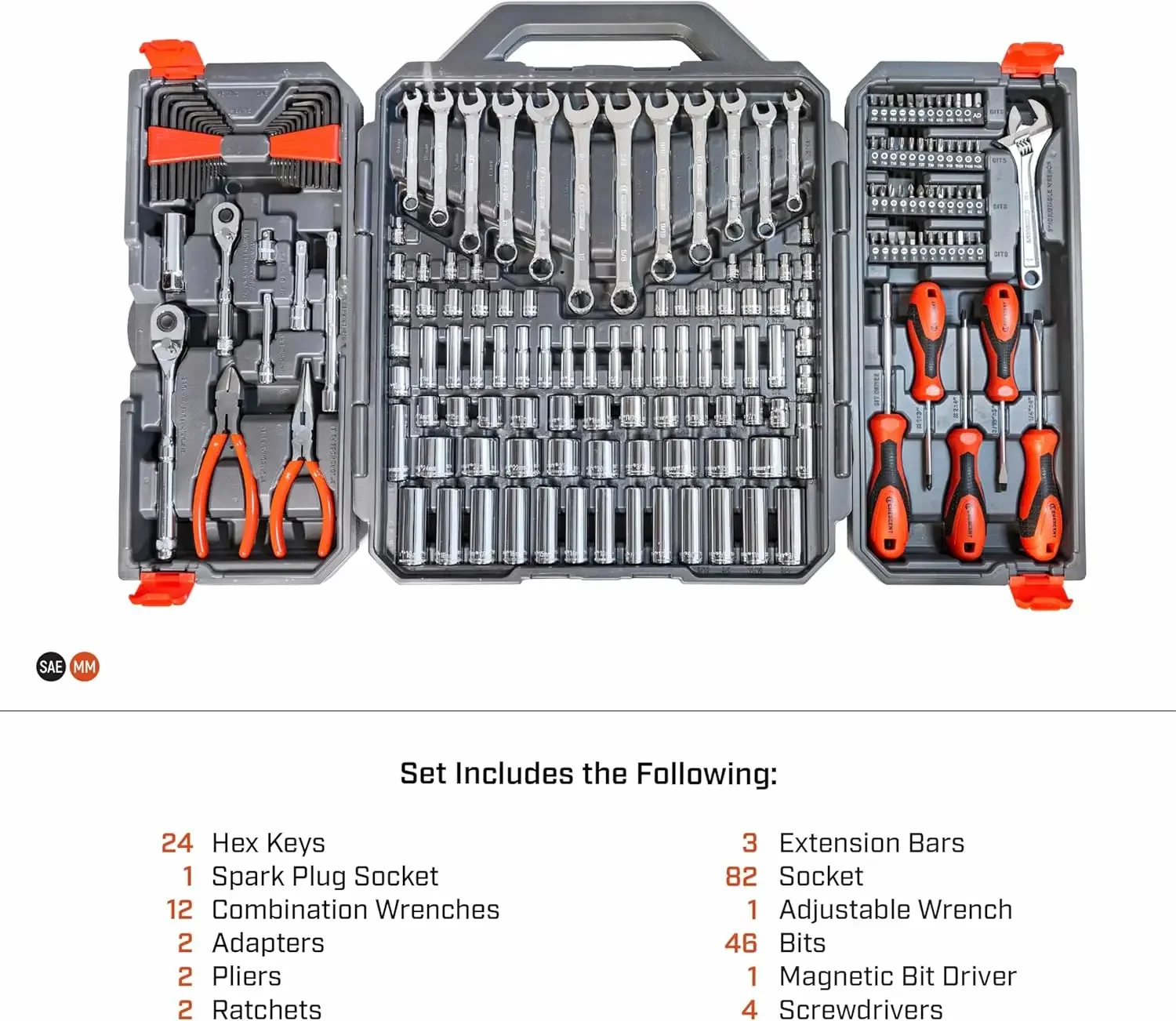 180 Piece Professional Tool Set in Tool Storage Case - CTK180 3