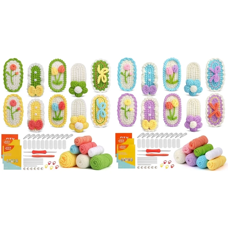 

2 комплекта наборов для вязания крючком заколки ручной работы «сделай сам» для начинающих, швейный материал, посылка, Прямая