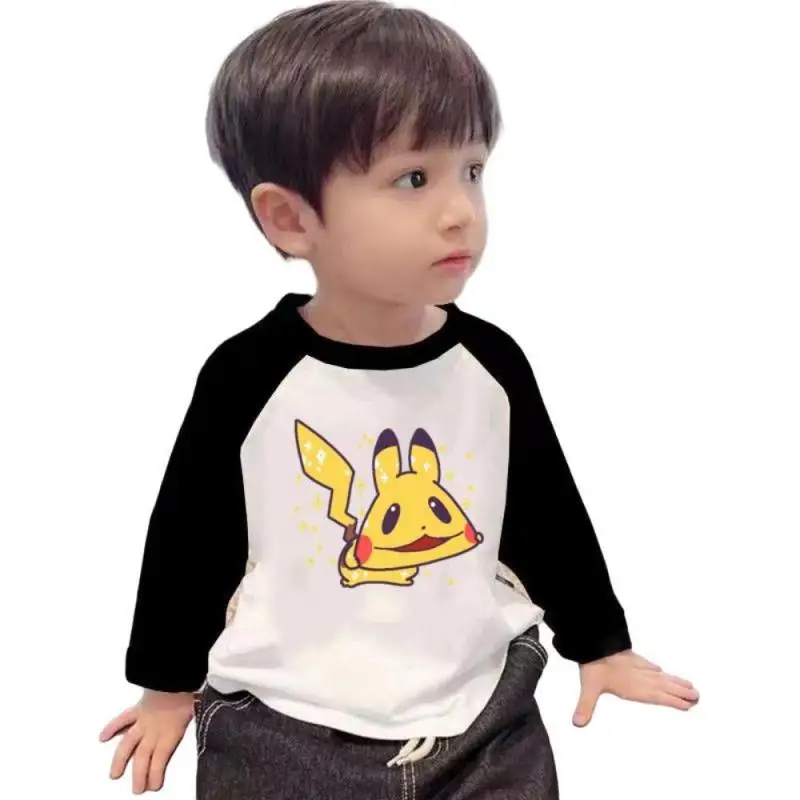 

Pokemon Anime Characters Pikachu Series Autumn Children Soft Breathable Loose Fitting Cartoon Printing Long Sleeved Top