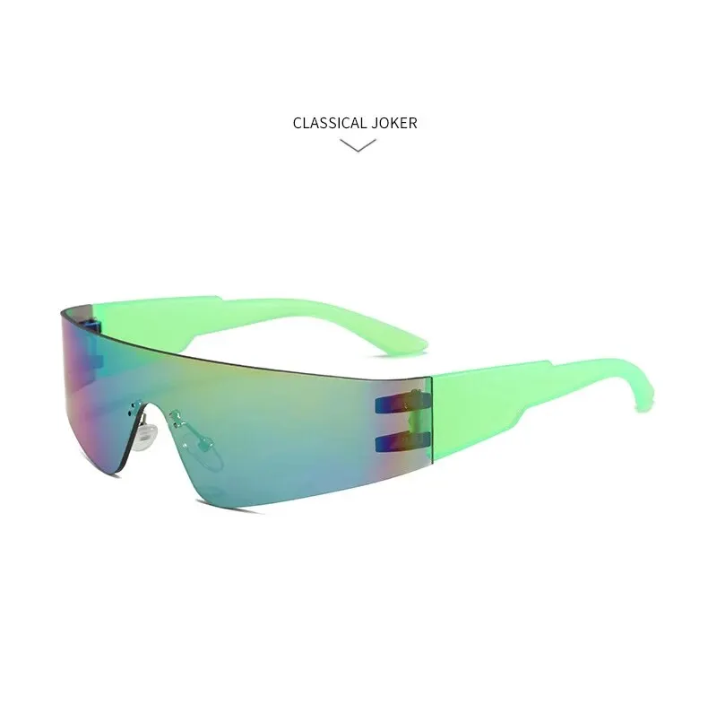 Futuristische Technologie Y2k Street Photo Konkav Geformte Sonnenbrille mit Verbundenen Gläsern – Detail 6