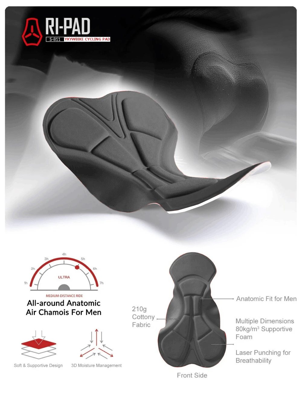 Ykywbike Radfahren Trägerhose Männer Outdoor Wear Bike Ride Gepolsterte Reiten Trägerhose Fahrrad Herren Radfahren Kleidung Schnell Trocknend – Detail 12
