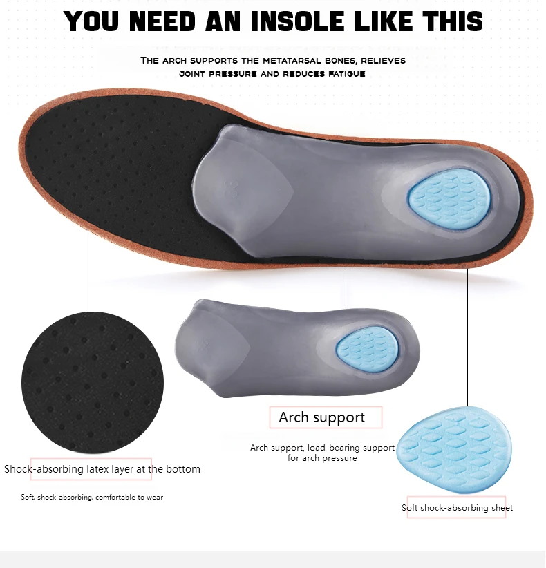 1 Paar voll- und halb orthopädische Einlegesohlen für Schuhe, Fußgewölbeunterstützung, Einlegesohlen für Füße, Plantarfasziitis, Schuhpolster, hochwertige Komforteinsätze aus Rindsleder – Detail 5