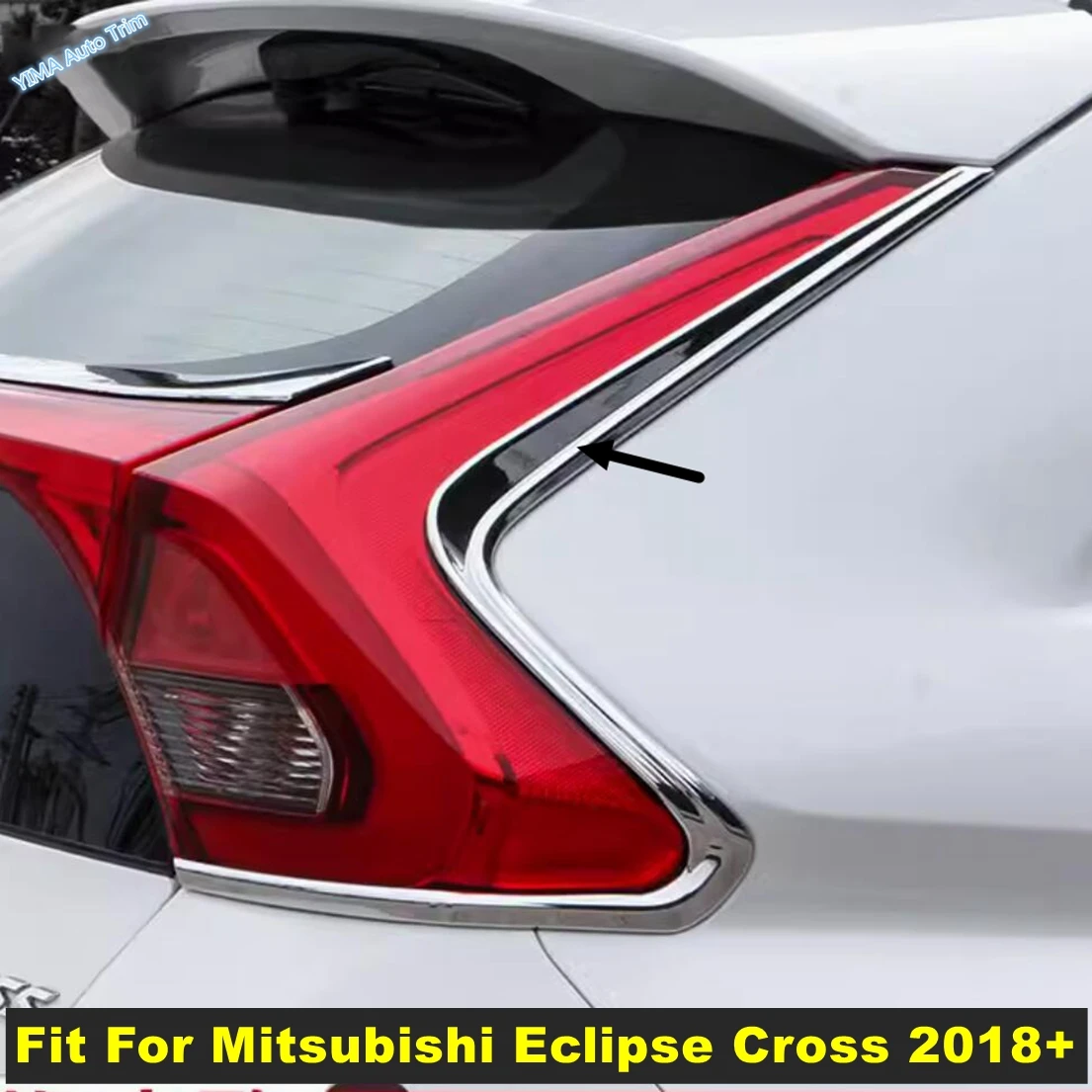 

ABS Car Rear Tail Light Taillight Lamp Upper Eyelid Cover Strip Trim Sticker Fit For Mitsubishi Eclipse Cross 2018 - 2023 Shiny