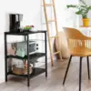 Microwave oven rack, 3-layer kitchen cart with small pastry rack stored on wheels and 10 hooks, coffee bar cart 5