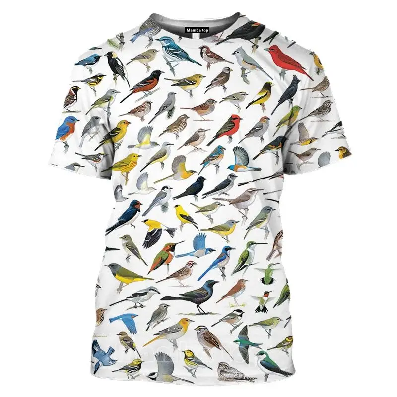 2022 Summer Breathable Multi Size 6xl Wild Bird 3d Print T-shirt Summer Nature Parrot Harajuku Funny Owl House Men Women Clothes
