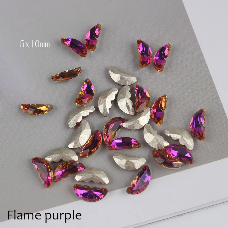 20pcs 5mm Small Size Butterfly Nail Jewelry Pointed Bottom Diamond Mini  Fingertip Rhinestone Glue Accessories Crystal Stone