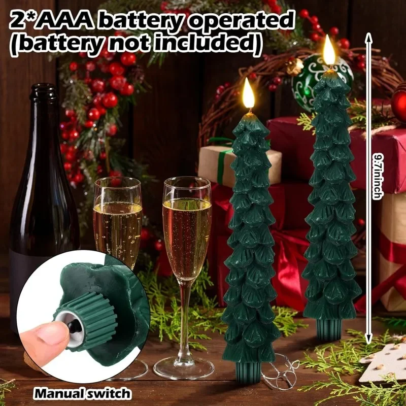 Velas LED De Navidad Con Diseño De Papá Noel - 6 Unidades, Funcionan Con Pilas, Decoración Segura Sin Llama