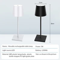 USB Rechargeable LED Table Lamp Touch Switch 3 Color Tempurture Dimmable Desk Lamp Modern Office Bar Restaurant Ambiance Light 2