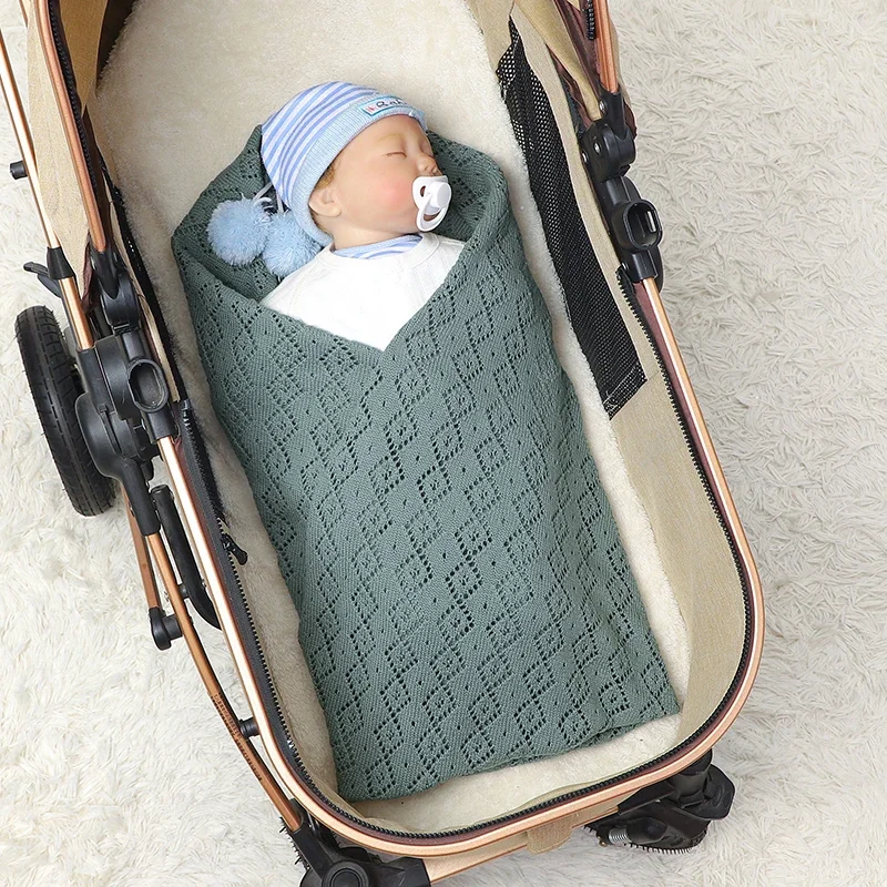Newborn Baby Blanket Cotton Knit Infant Girl Boy Bedding Plaid Crib Quilt 100*80CM Stroller Warp Swaddling Super Soft Covers
