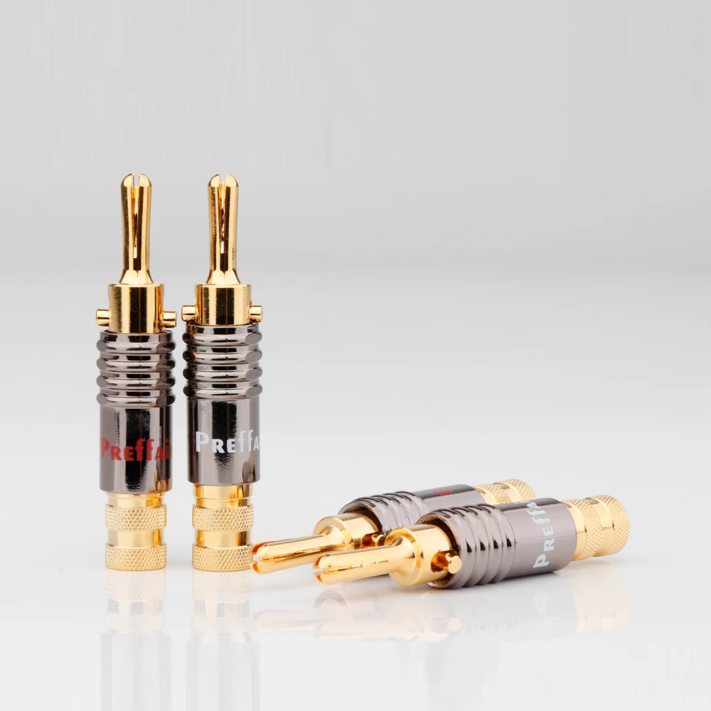 

​BA1483 Preffair High Quality 24K Gold Plated Banana Plug Connector For Audio Speaker Cable 4pieces Per Lot